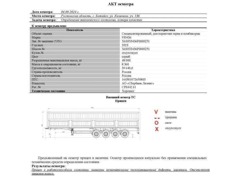 Прицеп для перевозки зерна и комбикорма 933436